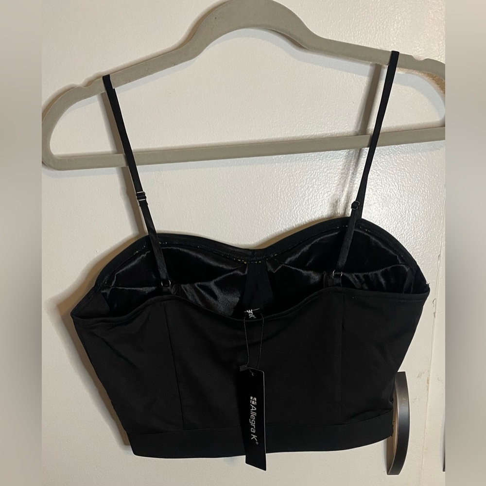 Allegra K Sequin Crop Top for Women's Spaghetti Strap Sexy Sweetheart Neck, M - Picture 5 of 7